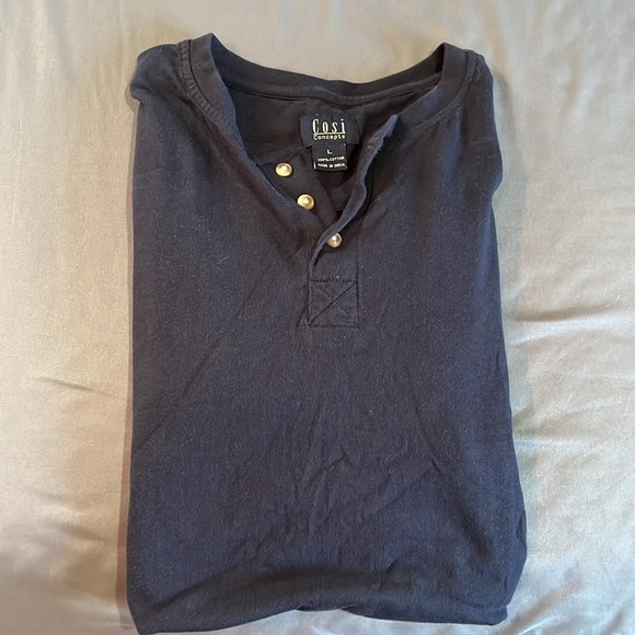 Large Men’s Navy Blue Cosi Concept Short Sleeve Button Shirt - Picture 2 of 4